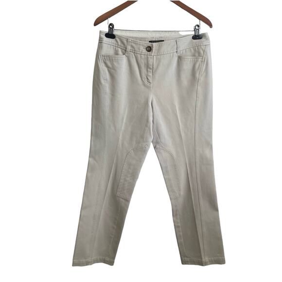 Talbots Pants Women 10 Petite Cream Taper‎ Leg Zip Clasps Closure Stretch Basics - Picture 1 of 14